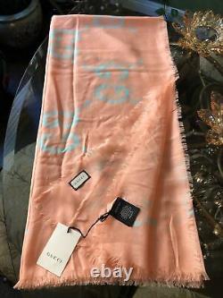 100% Authentic GUCCI Large GG Ghost Silk Scarf Limited Edition