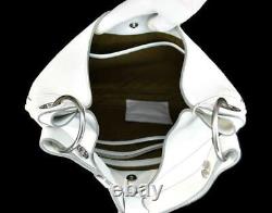 $1250 NWT Ghurka The Chandra White Pebble Italian Leather Hobo Tote Purse Bag