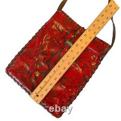 1384 Donald Pliner Red Snake Crossbody Bag Purse NWOT