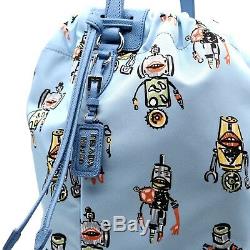 $1650 Prada Bucket Bag Robot Print Large Limited Edition New