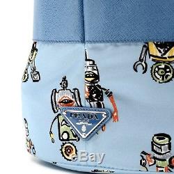 $1650 Prada Bucket Bag Robot Print Large Limited Edition New