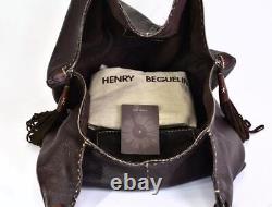 $1675 New Henry Cuir Beguelin Parachute Large Italian Leather Satchel Tote Bag