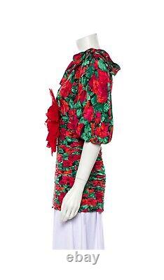 4.3K New Gucci 2017 Red Black Poppy Dress Top 36 38 40 2 4 Blouse Floral Bow S M