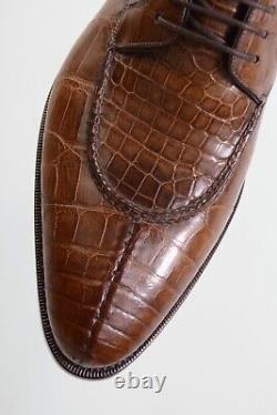 6000$ Santoni CROCODILE LIMITED EDITION Oxfords shoes mens UK 8F / US9 Brown