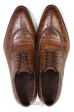 6000$ Santoni CROCODILE LIMITED EDITION Oxfords shoes mens UK 8F / US9 Brown