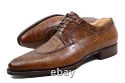 6000$ Santoni CROCODILE LIMITED EDITION Oxfords shoes mens UK 8F / US9 Brown