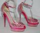 8? Le Silla Pink Crystal Satin Limited Edition High Heels Platform Sandals