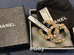 AUTHENTIC TIMELESS CHANEL 1CC LOGO GOLD Pearl BROOCH Pin, Limited Edition
