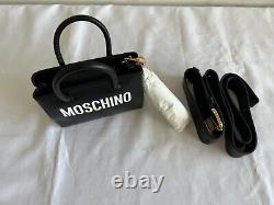 AW20 Moschino Couture Jeremy Scott BLACK LEATHER MINI SHOPPER / FANNY PACK