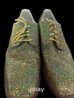 Amazing Iridescent Sparkle Bespoke NYFW Mens Shoes Size 13M Stunning $3000