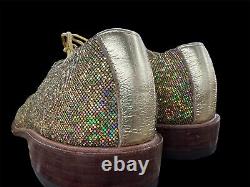 Amazing Iridescent Sparkle Bespoke NYFW Mens Shoes Size 13M Stunning $3000