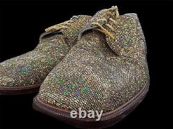 Amazing Iridescent Sparkle Bespoke NYFW Mens Shoes Size 13M Stunning $3000