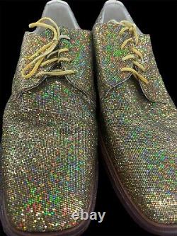 Amazing Iridescent Sparkle Bespoke NYFW Mens Shoes Size 13M Stunning $3000