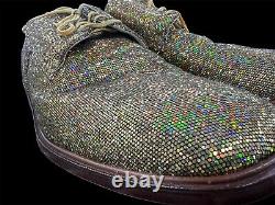 Amazing Iridescent Sparkle Bespoke NYFW Mens Shoes Size 13M Stunning $3000