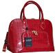 Arcadia Italian Designer Red Patent Leather Top Zip Dome Satchel Bag? Nwt