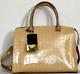 Arcadia Italian Designer Tan Natural Patent Leather Top Zip Satchel Bag? Nwt