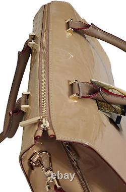 Arcadia Italian Designer Tan Natural Patent Leather Top Zip Satchel Bag? Nwt