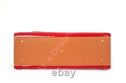 Arcadia Italian Vacchetta Trims Red Patent Leather Satchel $425.00 NWT