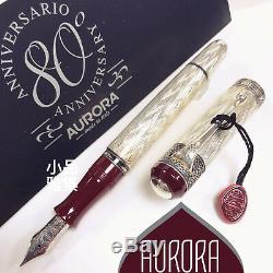 Aurora 80th Anniversary Limited Edition 1919 Ag925 Sterling Silver Fountain Pen