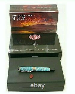 Aurora Optima Sun Moon Lake Sunset Limited Edition Blue lacquer Fountain Pen