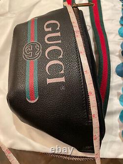 Auth Gucci Gucci Logo Print Leather Belt Bag, Messenger, Shoulder Bag Size 90