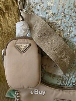 Authentic Brand New Prada Re-edition 2005 Beige Logo Cross Body Bag Sold Out