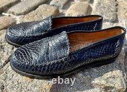 Authentic Giorgio's Blue Luxury Italian Genuine Crocodile Skin Loafers