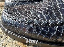 Authentic Giorgio's Blue Luxury Italian Genuine Crocodile Skin Loafers