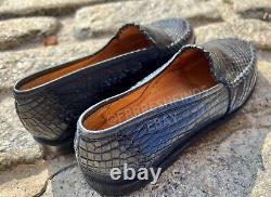 Authentic Giorgio's Blue Luxury Italian Genuine Crocodile Skin Loafers