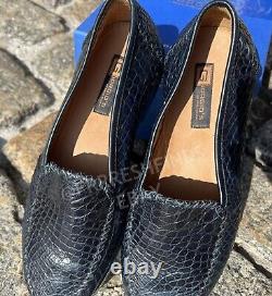 Authentic Giorgio's Blue Luxury Italian Genuine Crocodile Skin Loafers