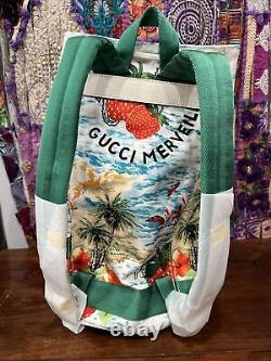 Authentic Gucci 13.5x8 Merveilleux Strawberry Nylon backpack Limited Ed NWT