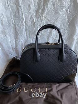 Authentic Gucci Black Diamante Leather 2 Ways Handbag