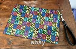 Authentic Gucci Psychedelic GG Lg 12x8x. 75 Pouch Clutch Bag Wristlet NEW