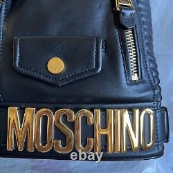 Authentic Moschino Milano Leather Biker Jacket Backpack Limited Edition