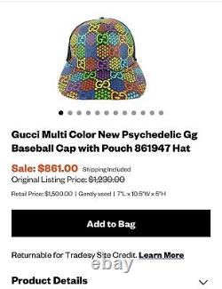 Authentic New Gucci Multi Color GG Psychedelic Limited Edition Baseball Cap
