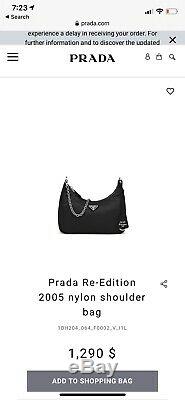 Authentic PRADA Re-Edition 2005 Shoulder Bag in Black (Tessuto + Saffiano)