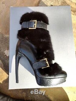 BNIB Alexander McQueen Mink Fur Limited Edition Boots sz 38 US 8 $3195