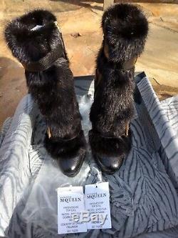 BNIB Alexander McQueen Mink Fur Limited Edition Boots sz 38 US 8 $3195