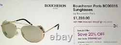 BOUCHERON Gold Plated Limited Edition Crystal BC0001S 002 59-14-130 Sunglasses
