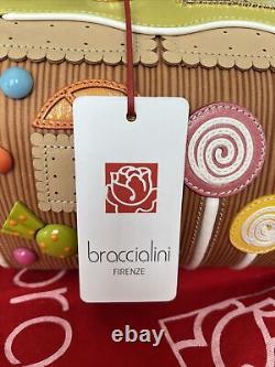 BRACCIALINI Beautiful Piece Of Art Leather Gingerbread House Bag NWT