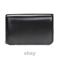 Balenciaga Black Calfskin Leather Silver Logo Chain Wallet Bag 593615