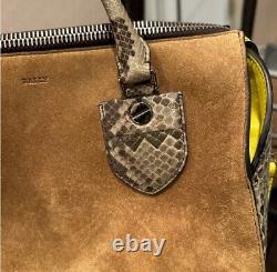 Bally Bloom Boston Bag Limited Edition Suede & Python Originally $4,000