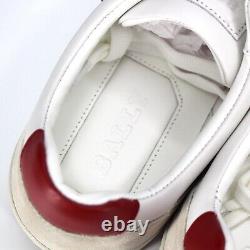 Bally Gismo Calf Leather Suede Dusty White Lipstick Red Low Top Sneakers 11 NEW
