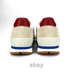 Bally Gismo Calf Leather Suede Dusty White Lipstick Red Low Top Sneakers 11 NEW