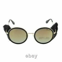 Blumarine 40 Yr Limited Edition Women Round Sunglasses Black Gold Mirrored Lens