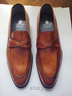 Brand New DI Bianco Luxury Chestnut Premium Calfskin Loafers Leather Sole 9,0