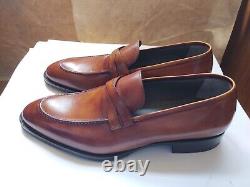 Brand New DI Bianco Luxury Chestnut Premium Calfskin Loafers Leather Sole 9,0