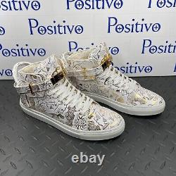 Buscemi Unisex 100MM The Selby Gold/White Leather Sneakers Shoes US 12 EU 45 New