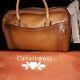 Cavalcanti Italy Cognac Leather Doctor Barrel Zip Hand Bag + Cb Strap 13x9x7 Db