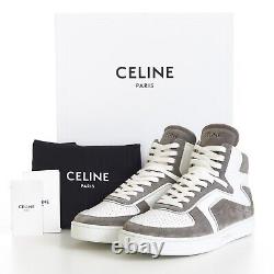 CELINE 820$ Men's CT-01 Z High Top Sneaker Grey/Optic White Suede & Calfskin